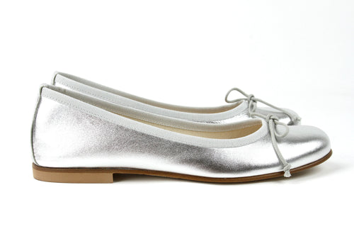 Italian Ballerina Shoes- Silver 6US/ 36 EU